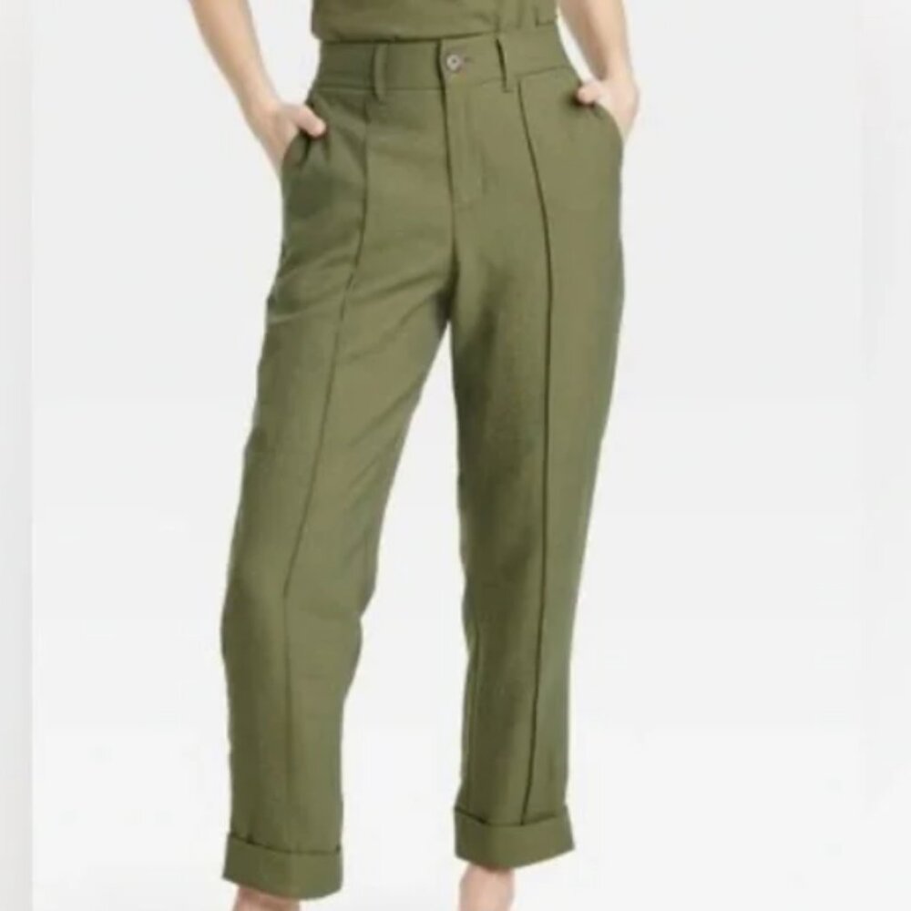 Women's High-Rise Slim Fit Effortless Pintuck Ankle Pants - A New Day™